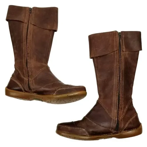 El Naturalista Brown Distressed Leather Boots Size 7 / 37 - Picture 3 of 9